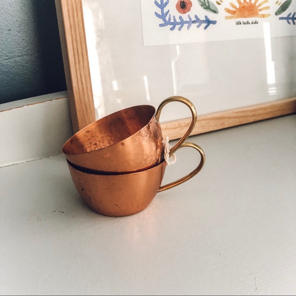 Other - Mini Copper Teacups with Gold Handles